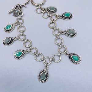 Charms Bracelet 7.5" Steel Colors Gems